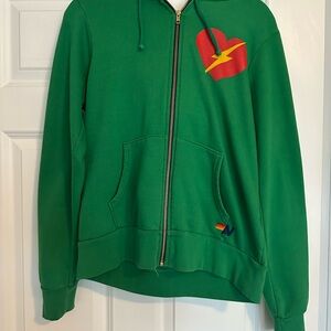 Aviator nation Green zip up hoodie with Heart Design